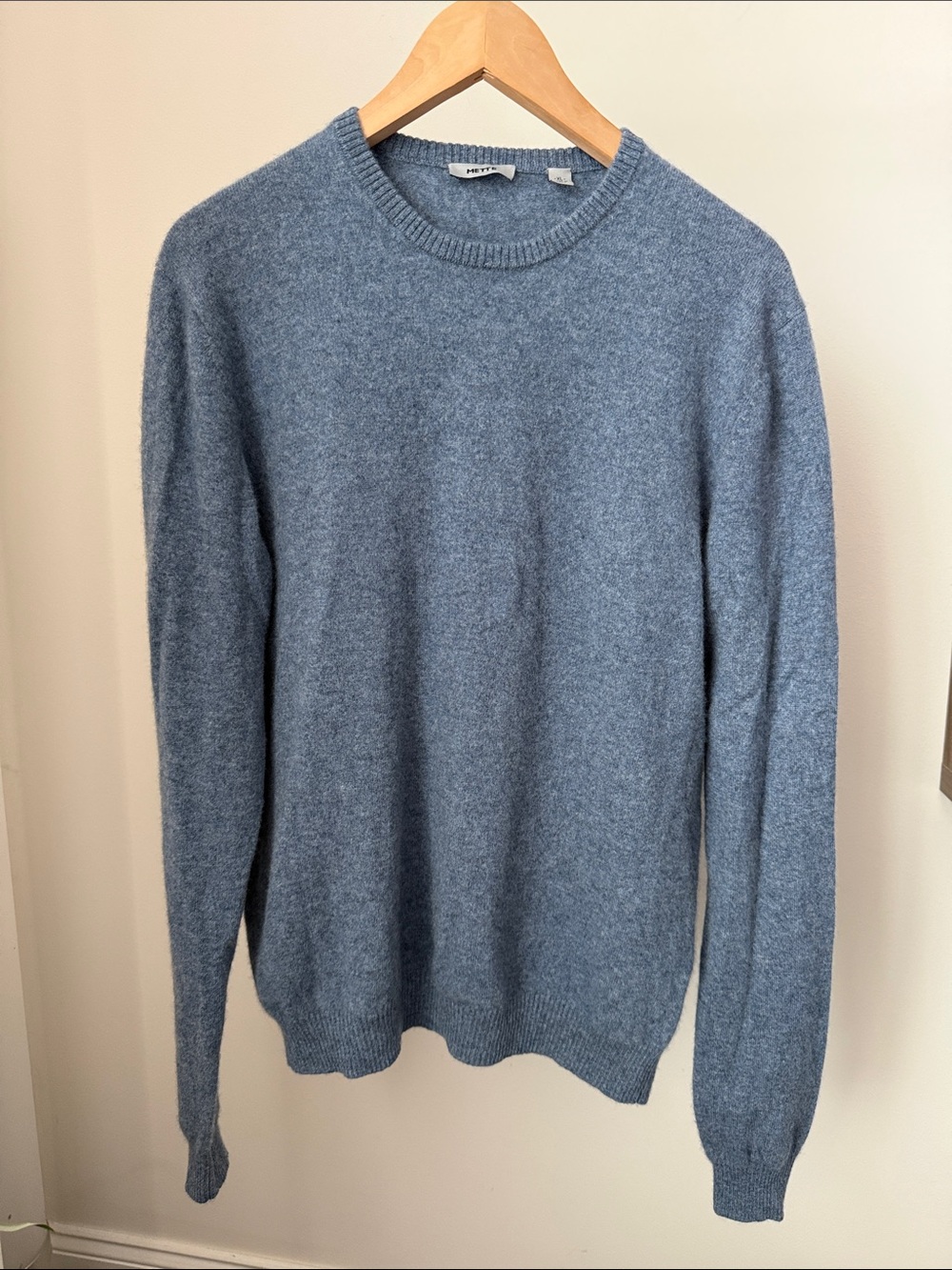 METTE Cashmere Dusty Blue Crewneck Sweater Size XL - Picture 2 of 9